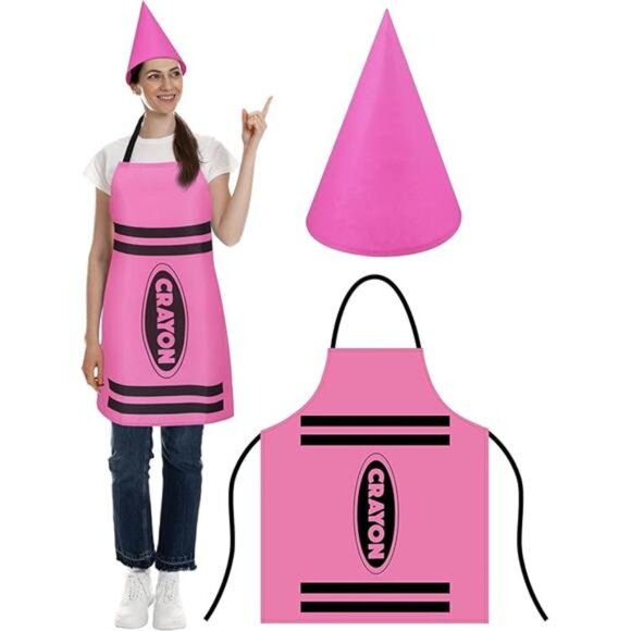 Crayon Apron and Funny Gnome Cone Hats for Costume Set for Adults Fancy Dress - Picture 7 of 7